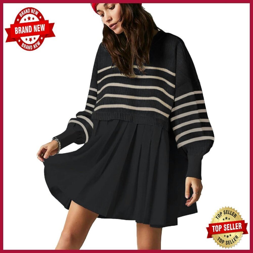 Oversized Sweater Dress Long Sleeve Crewneck Pullover Mini Dress